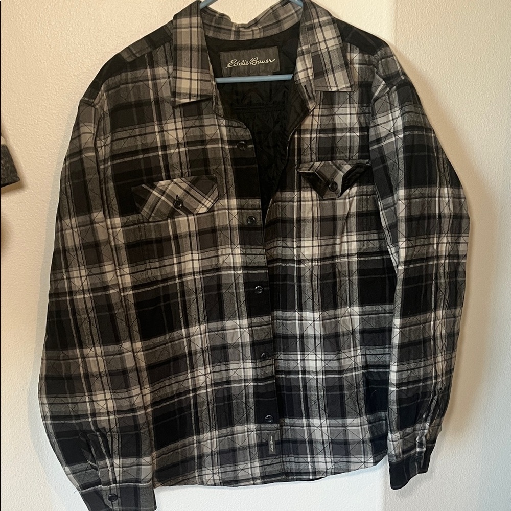 Eddie Bauer Plaid Button-Up Shirt Jacket